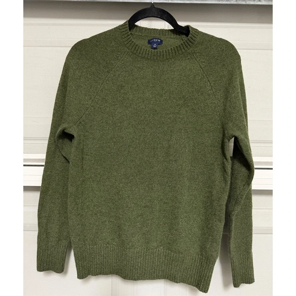 J.Crew Men's Olive Lambswool Blend Sweater Heritage Prep Quiet Luxury Size S EUC